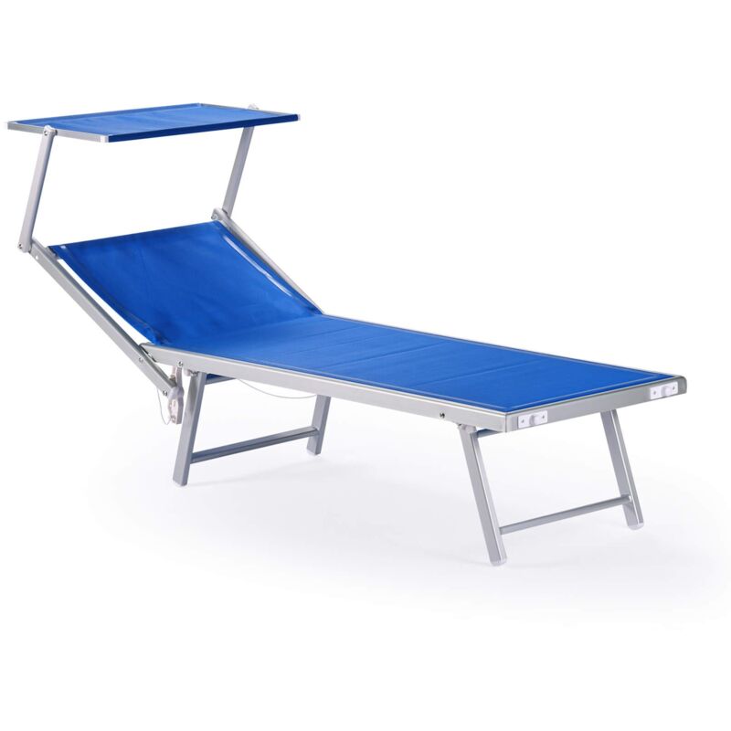 Mobili Rebecca - Rebecca Mobili Chaiselongue Bleu Aluminium Textilène Balcon Plage 38x186x61