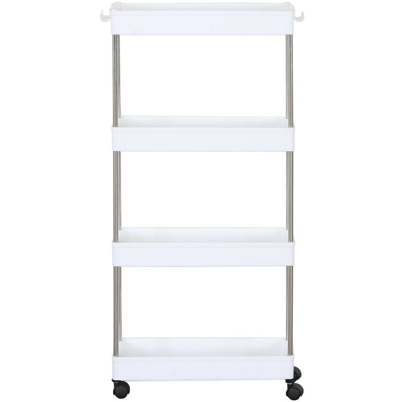 Mobili Rebecca - RE6745Rebecca Mobili Chariot de cuisine avec roulettes 4 étagères Salle de bain Plastique Blanc