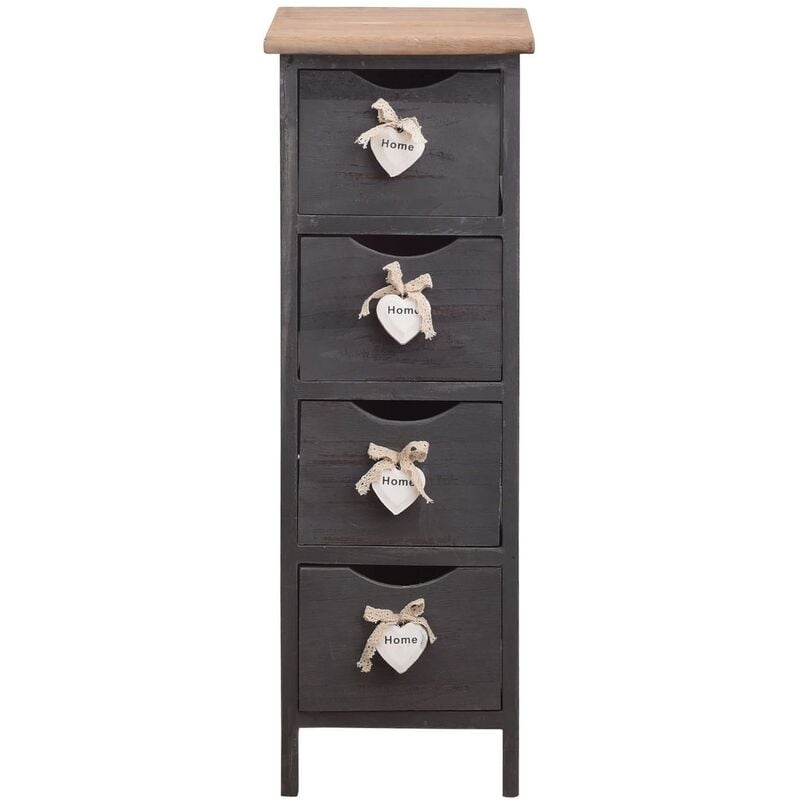 Mobili Rebecca - Rebecca Mobili Chiffonnier Chevet 4 Tiroirs Bois Gris Contemporain 71x25x25