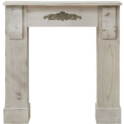 Rebecca Mobili Chimenea Decorativa Adornos Madera Gris Shabby 98x97x22,5