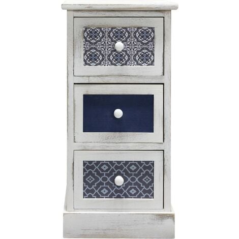 MOBILI REBECCA Rebecca Mobili Commode Armoire 3 Tiroirs Blanc Bois Retro 59,5x30x25