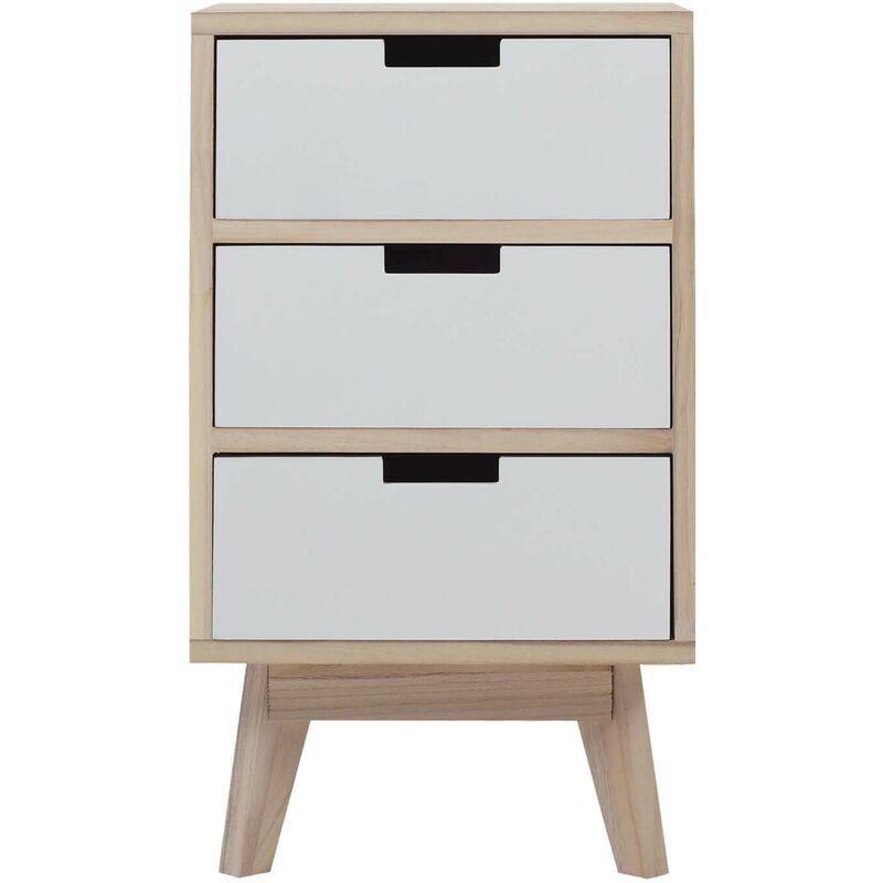 Rebecca Mobili Commode Armoire 3 Tiroirs Bois Blanc Moderne 60x35x27
