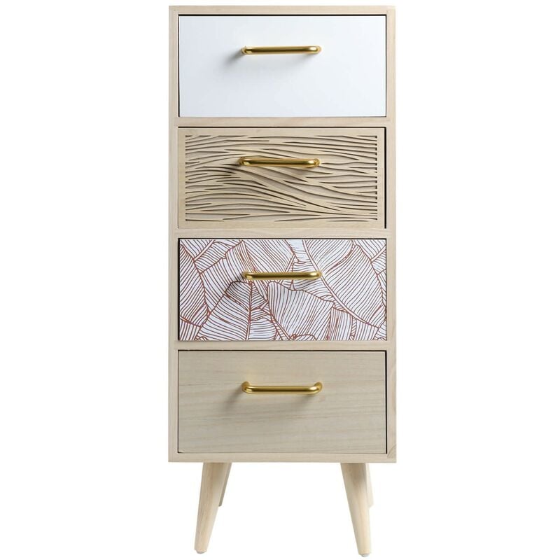 Mobili Rebecca - Rebecca Mobili Commode Étroite en Bois avec 4 Tiroirs Style Bohème