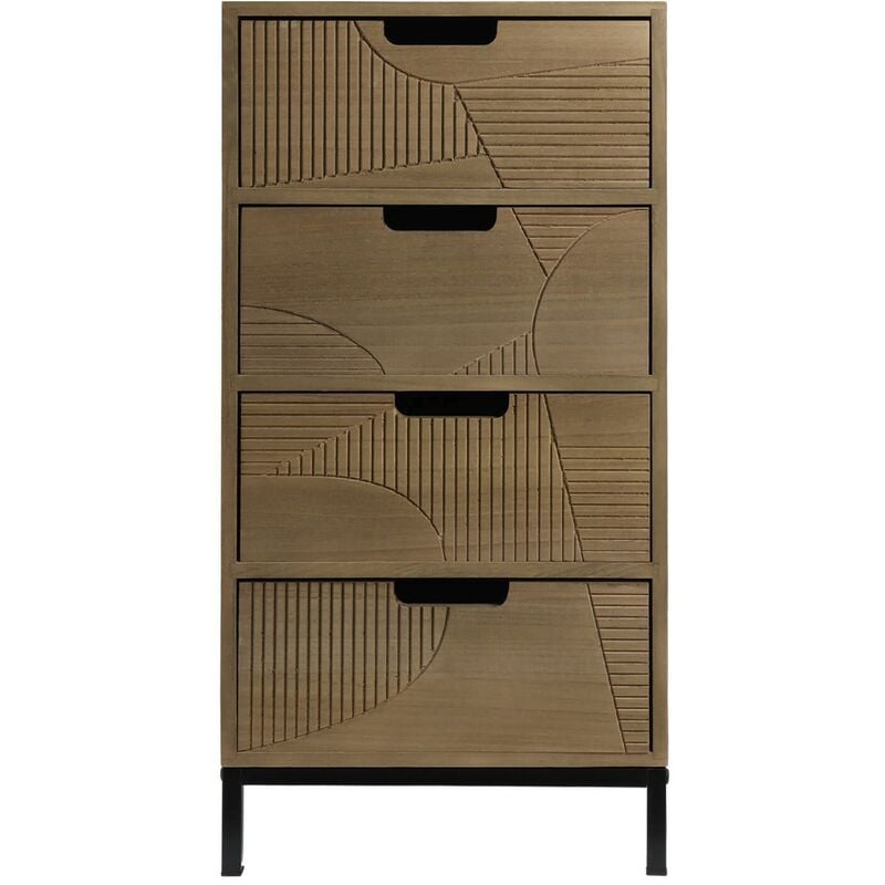 Mobili Rebecca - Rebecca Mobili Commode Moderne avec 4 Tiroirs Sculpté Bois Métal