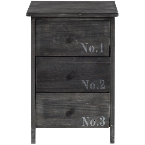 Rebecca Mobili Commode Table de Chevet 3 Tiroirs Bois Gris Vintage 54x35x27