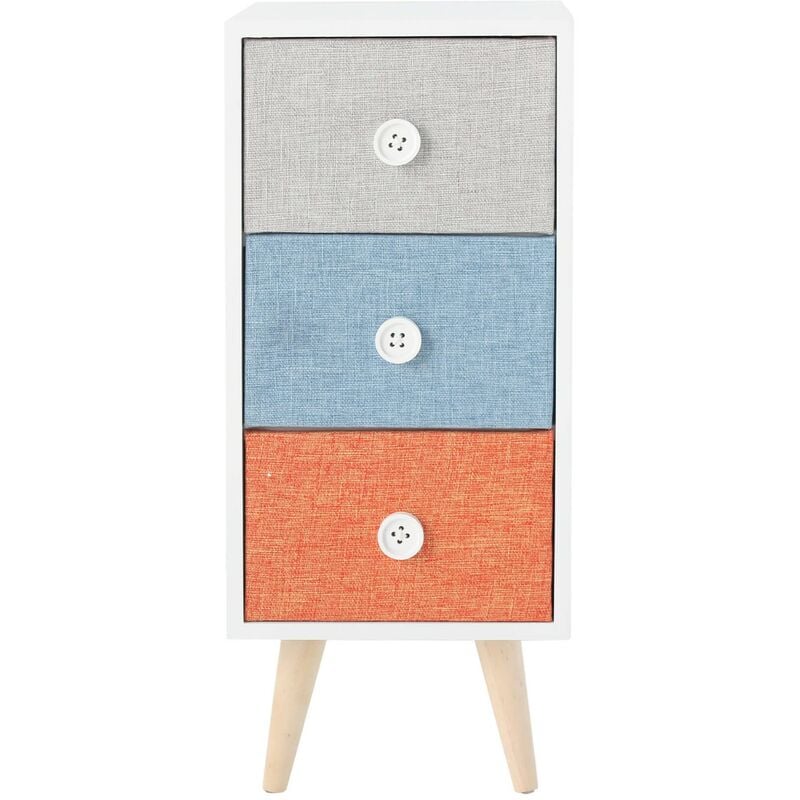 Rebecca Mobili Commode Table de Chevet Petit Meuble Salle de Bain Blanc Gris 4 Tiroirs Moderne Bois 76x30x25 cm