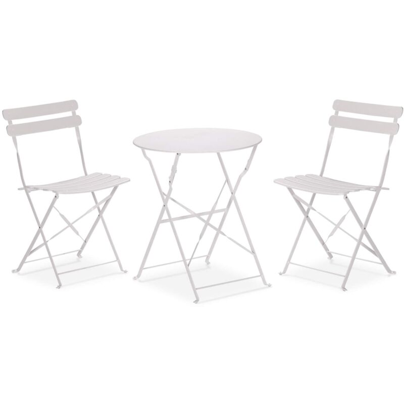 Mobili Rebecca - Table Ronde avec Chaises Rebecca Mobili Berenj 71x60x60 Acier Blanc Moderne set 3 pcs