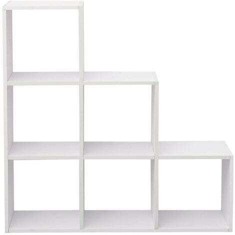 Rebecca Mobili Estantería Libreria Moderna Mdf Blanco 6 Cuartos 97,5x97,5x29
