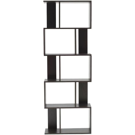 Rebecca Mobili Etagère Bibliothèque Bois 5 Etagères Marron Wengè 172,5x60x24,5