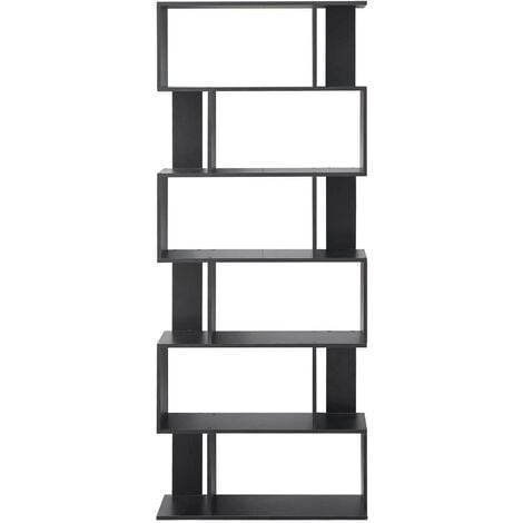 MOBILI REBECCA Rebecca Mobili Etagère Bibliothèque Moderne Bois Noir 6 Etagères 190x60x24