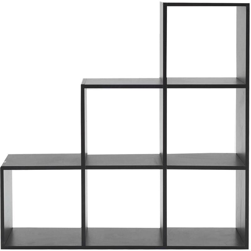 Mobili Rebecca - Rebecca Mobili Bibliothèque Etagère Moderne Noir 6 Niveaux Mdf Salon 97,5x97,5x29