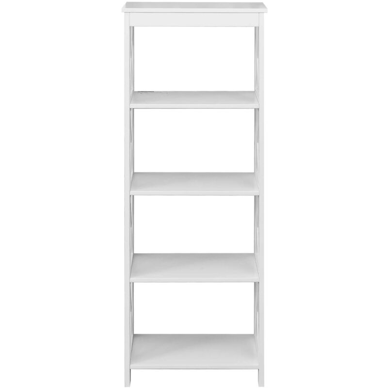 Mobili Rebecca - Rebecca Mobili Etagère en bois blanc Bibliothèque moderne à 4 étagères pour Salle de bain Salon