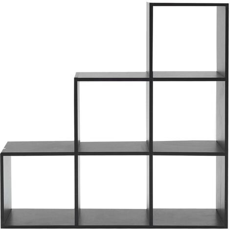 Rebecca Mobili Hochregal Standregal Modern Schwarz 6 Ablagen 97,5x97,5x29