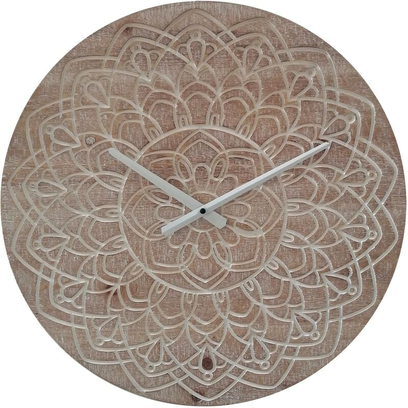 Mobili Rebecca - Rebecca Mobili Horloge Décorative Marron Blanc de Style Boho
