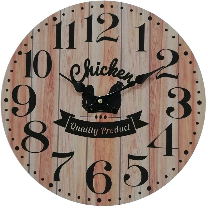 Mobili Rebecca - Rebecca Mobili Horloge Murale de Cuisine Style Vintage Mdf Brun Noir Idée Cadeau