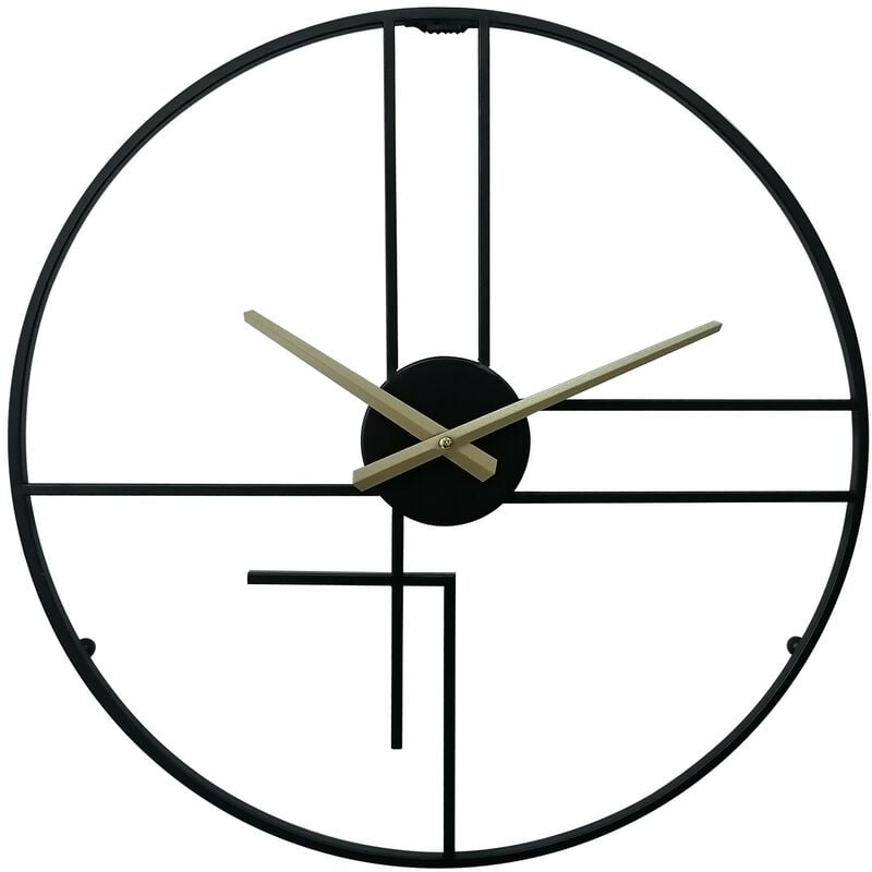 Mobili Rebecca - Rebecca Mobili Horloge Murale Moderne Noir Jaune Métal Design Minimal pour Maison Bureau
