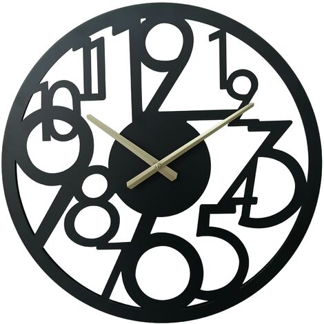 Rebecca Mobili Horloge Suspendue Horloges Modernes en Métal Noir Grands Chiffres