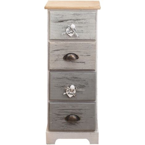 Rebecca Mobili Kommode vier Schubladen Paulownienholz creme grau 72x29x25