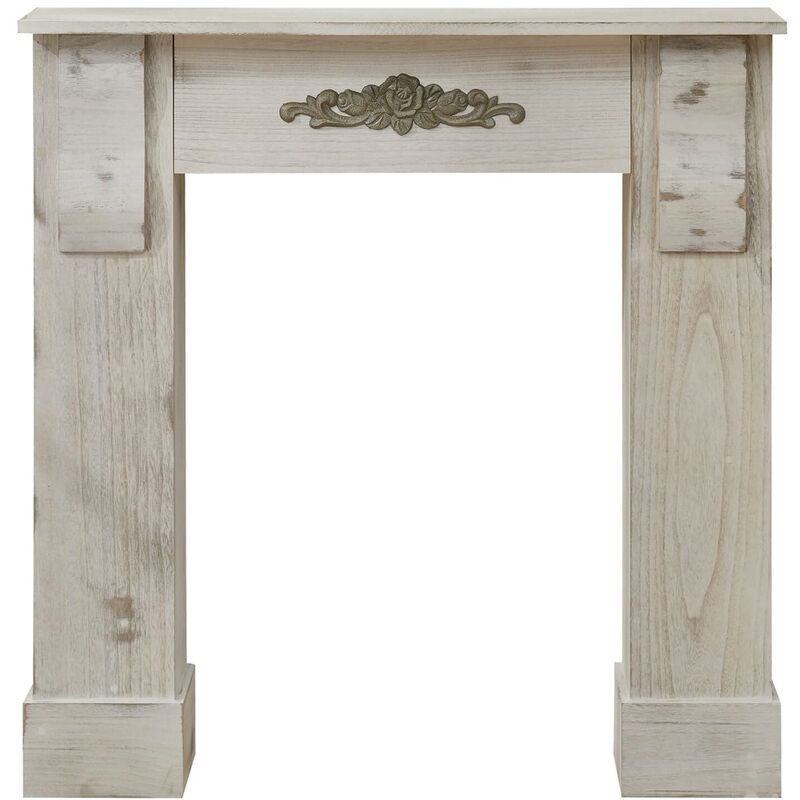 Mobili Rebecca - Rebecca Mobili Manteau Cheminée Décorative Bois Gris Retro 98x97x22,5