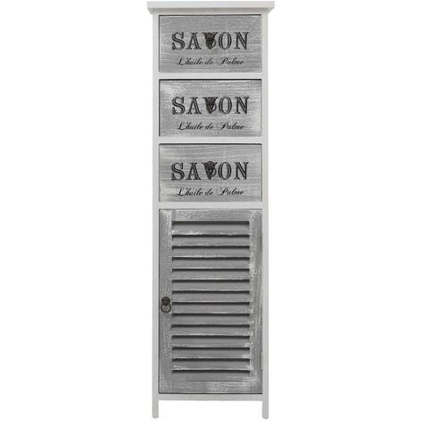 Rebecca Mobili Mesa de Noche Cajonera Blanco Gris 3 Cajones 102x32x27