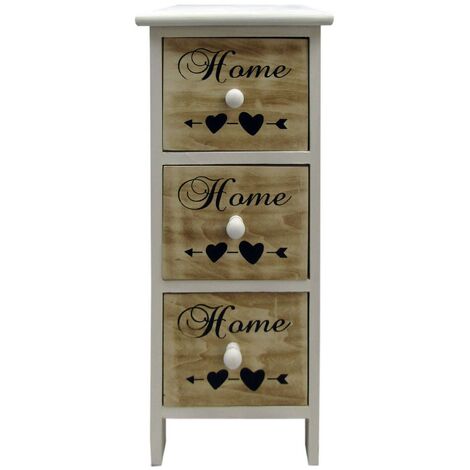 Rebecca Mobili Mesilla 3 Cajones Madera Blanca Nórdica Dormitorio Baño  59x26x30