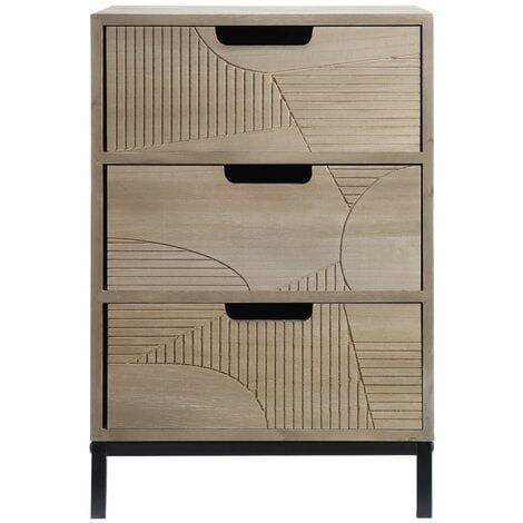 MOBILI REBECCA Rebecca Mobili Mesita de Noche de Estilo Escandinavo con 3 Cajones Madera Compacto