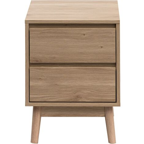 Rebecca Mobili Mesita de noche de Madera Marrón Nórdica con 2 Cajones 56,5x40x40 cm