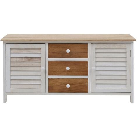 MOBILI REBECCA Rebecca Mobili Mobile Credenza 3 Cassetti 2 Antei Legno Bianco Shabby 44x90x34