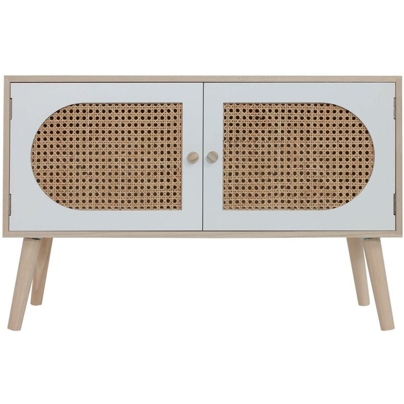 Rebecca Mobili Mobile per Soggiorno Credenza in Legno 2 Ante Bianco Marrone Stile Scandinavo