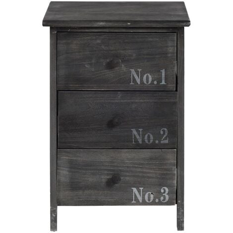 Rebecca Mobili Nachttisch Nachtschrank 3 Schubladen Holz Grau Vintage 54x35x27