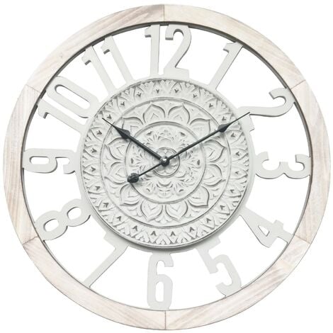 MOBILI REBECCA Rebecca Mobili Orologio Da Muro Retro MDF Bianco per Salotto Cucina