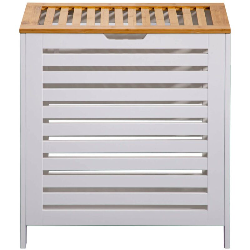 Rebecca Mobili Panier de bain mdf Bambu Blanc Marron Vêtements sales