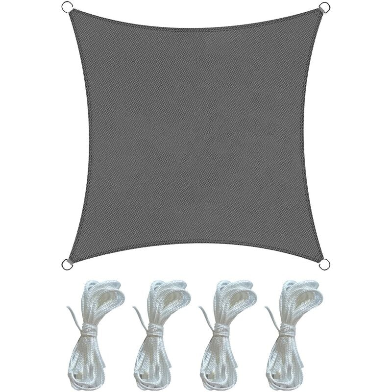Mobili Rebecca - Rebecca Mobili Parasol Voile de Soleil Polyéthylène Gris Foncé Carré 3x3