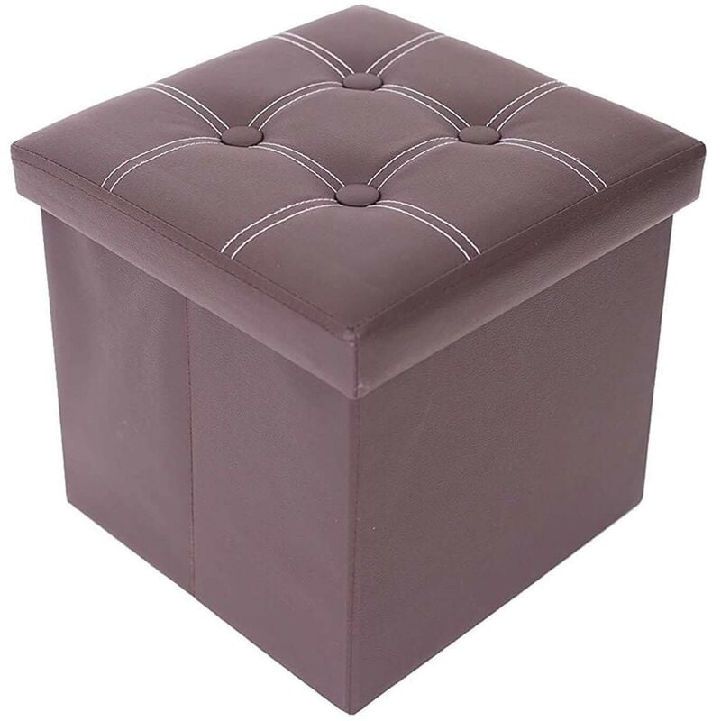 Rebecca Mobili Pouf Tabouret Boîte de Rangement Marron Contemporain 30x30x30