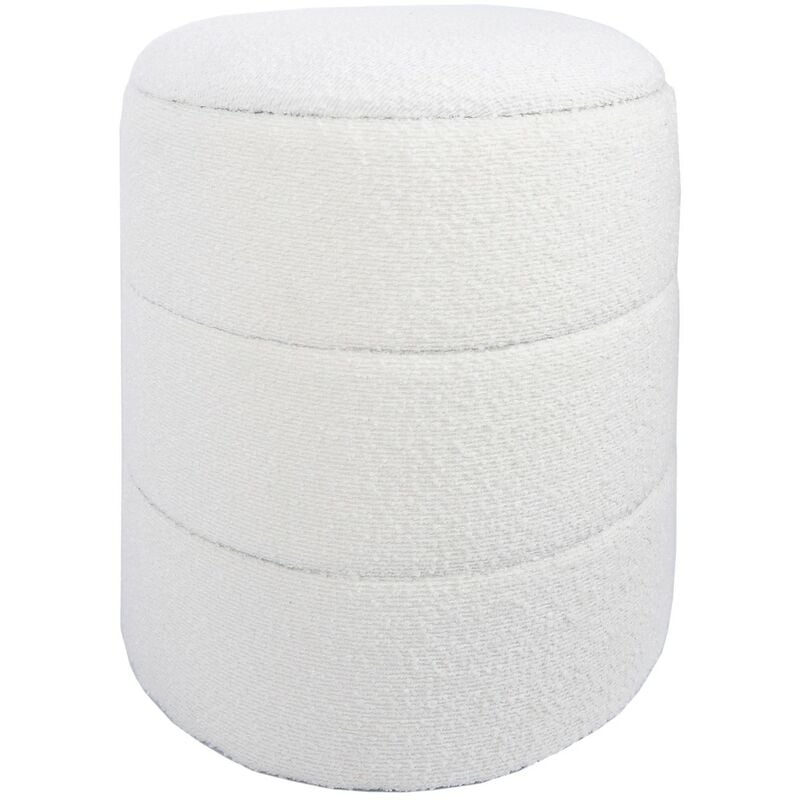Rebecca Mobili Pouf Rangement Tabouret Rond Tapissé Blanc pour Salon Salle de Bain