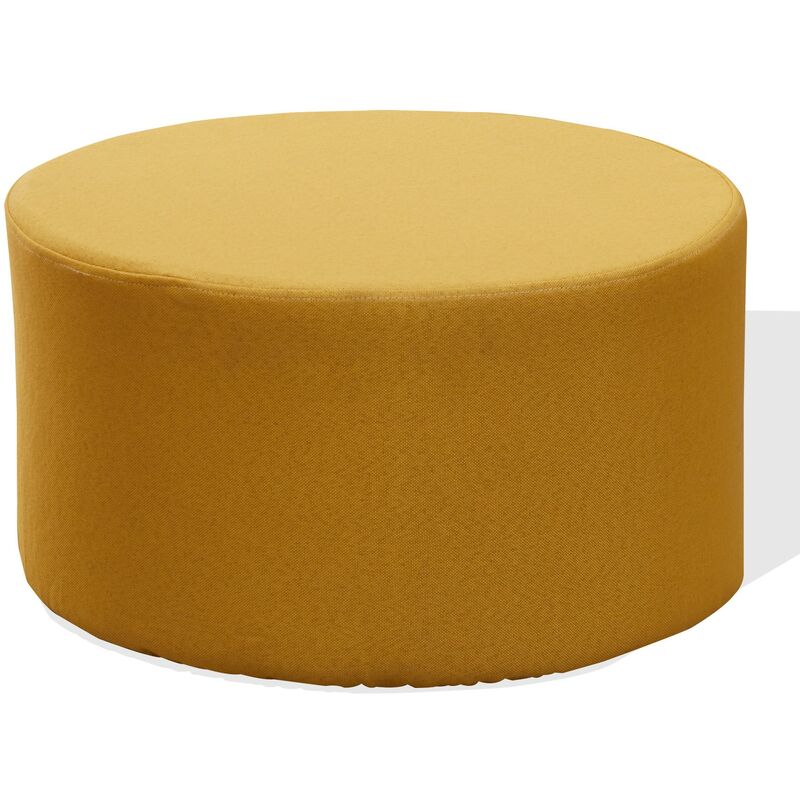 Rebecca Mobili Pouf Tabouret Repose-Pieds Rembourrée Bois Tissu Jaune 25x45x45