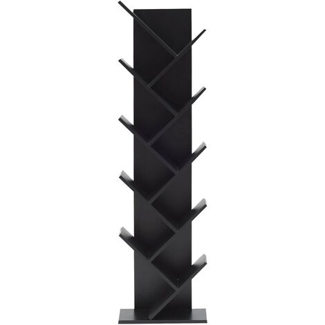 Rebecca Mobili Scaffale Libreria 10 Mensole Legno Nero Stile Moderno 160x44,5x22