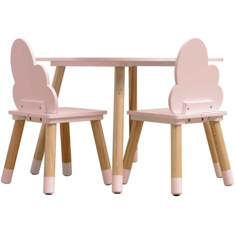 MOBILI REBECCA Rebecca Mobili Set Tavolino e 2 Seggiole per Bambini MDF Pino Rosa per Cameretta