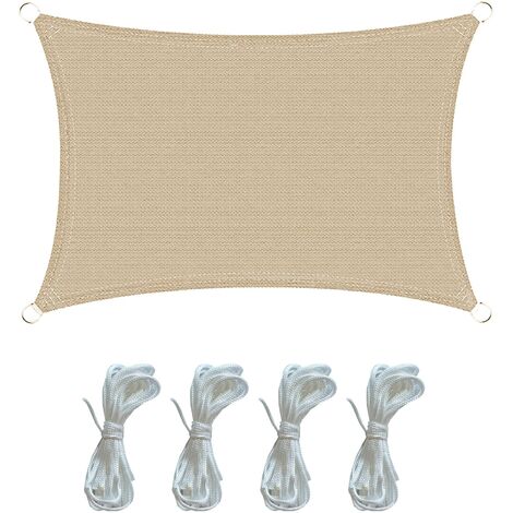 Rebecca Mobili Sonnensegel Markise Rechteckig Beige Polyethylen UV-Schutz 2x3