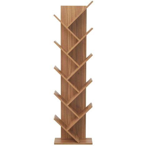 Rebecca Mobili Standregal  Bücherregal 10 Ablagen Holz  Braun Büro 160x44,5x22