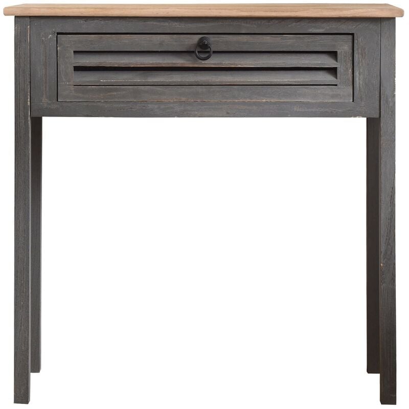 Rebecca Mobili Table Bureau Console 1 Tiroir Bois Gris Shabby 75x75x30,5