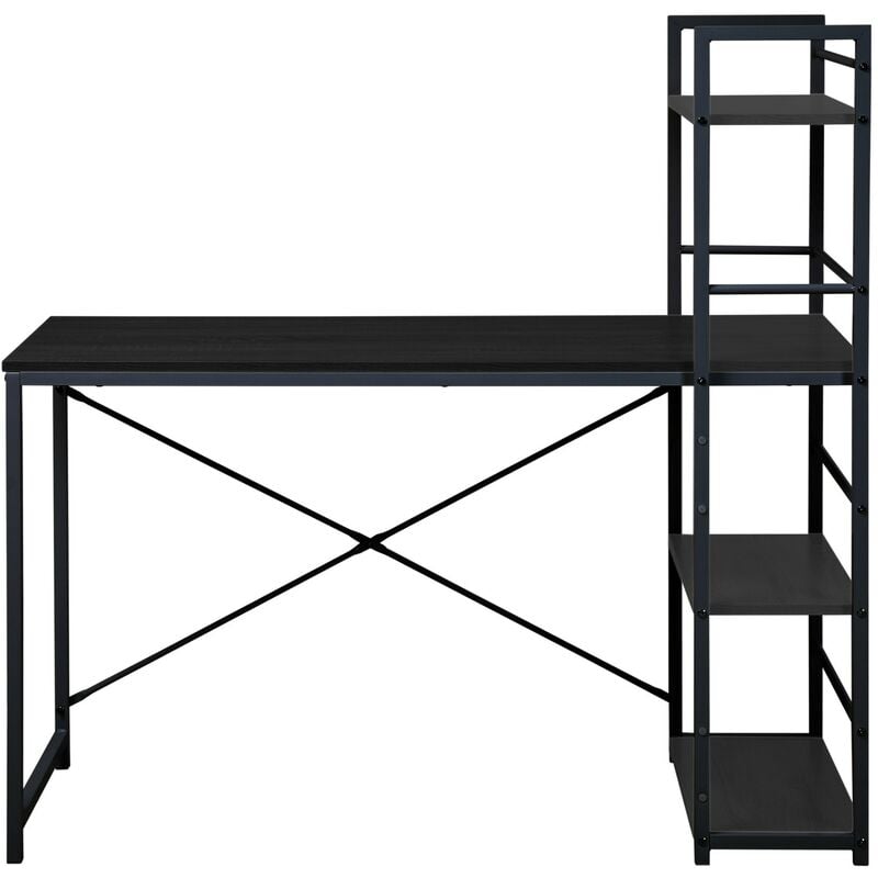 Mobili Rebecca - Rebecca Mobili Table de bureau pour pc avec bibliothèque Bois noir Métal Bureau Moderne