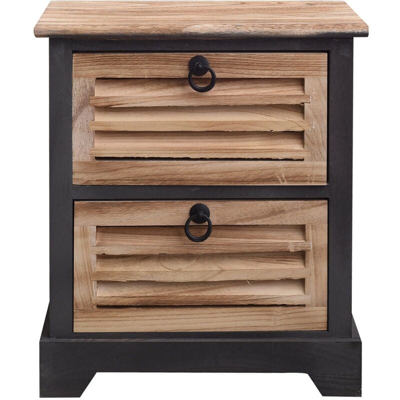 Rebecca Mobili Table de Chevet 2 Tiroirs Bois Marron Classique 45x42x29