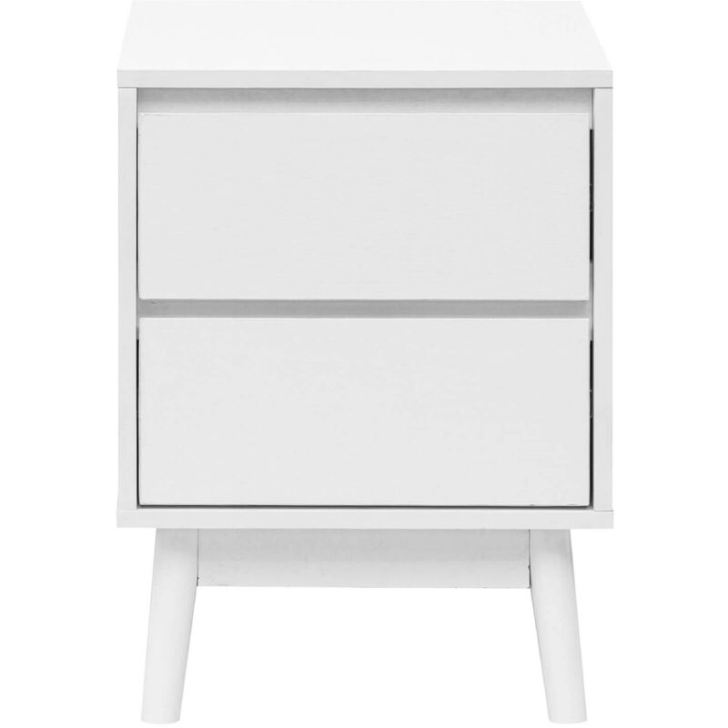 Rebecca Mobili Table de Chevet 2 Tiroirs Polyvalente Blanc mdf Style Scandinave