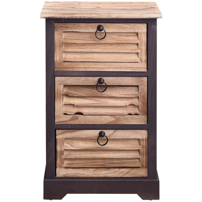 Mobili Rebecca - Rebecca Mobili Table de Chevet 3 Tiroirs Bois Clair Marron Vintage 63x40x27