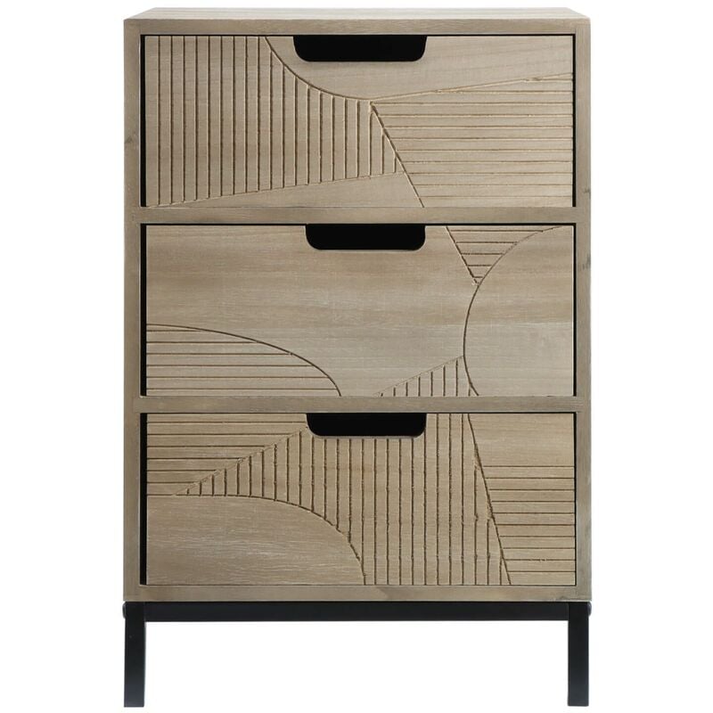 Rebecca Mobili Table de Chevet de Style Scandinave avec 3 Tiroirs en Bois Compact
