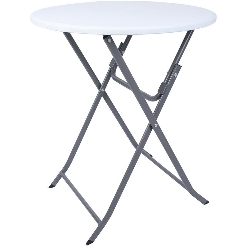 Rebecca Mobili Table de Balcon Pliante Acier Plastique Blanc Gris Gain de Place