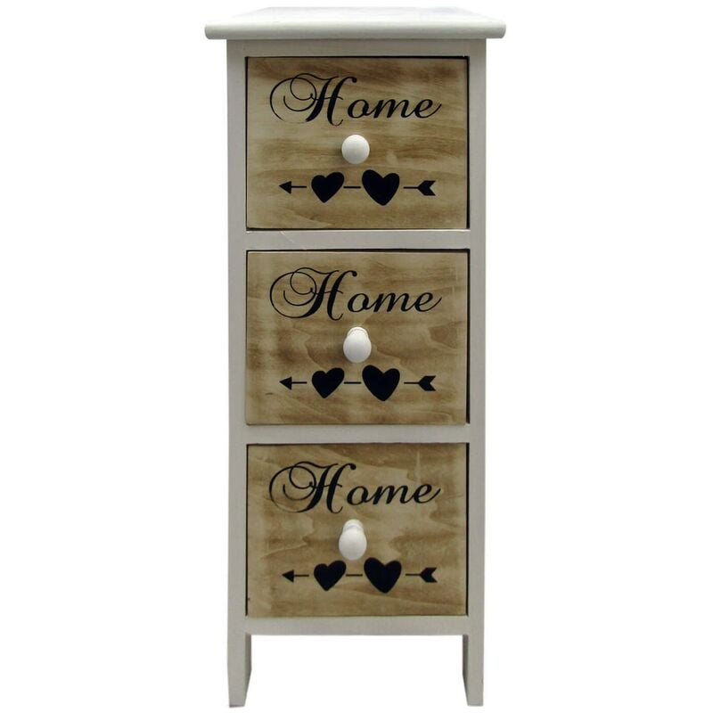 Rebecca Mobili Table De Nuit 3 Tiroirs Blanc Bois Salle De Bains Chambre 59x26x30