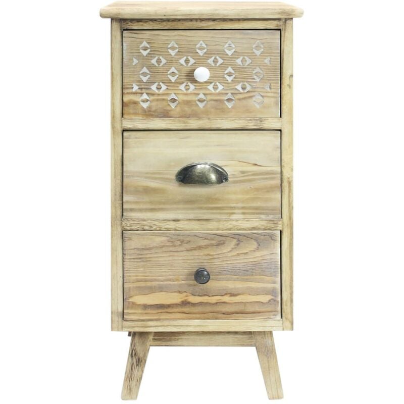 Rebecca Mobili Table de nuit étroite à 3 Tiroirs en Bois ancien pour Chambre à coucher