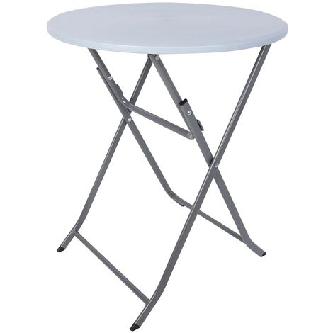 Rebecca Mobili Tavolino da Esterno Tondo Pieghevole Acciaio Plastica per Balcone Camping